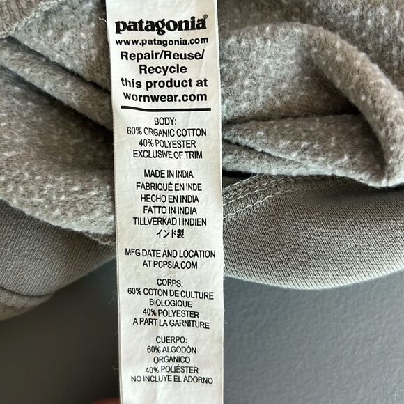 Patagonia Gray Lightweight Organic Cotton Crewneck Big Boys Iconic Logo Sweater - Picture 4 of 6